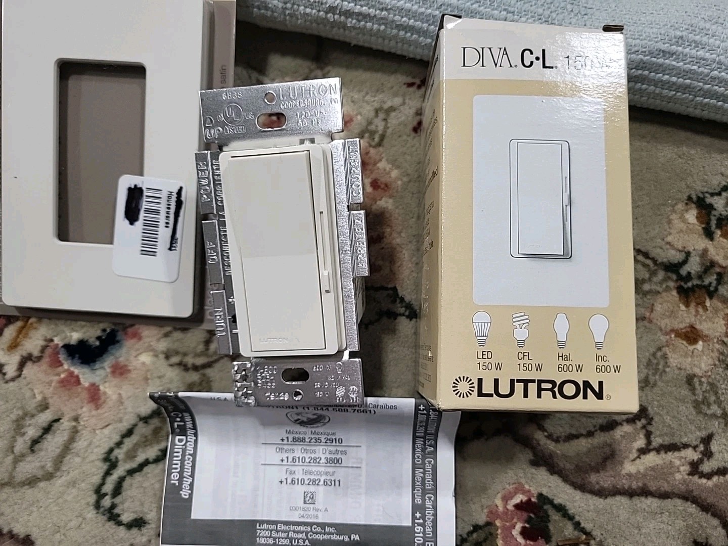 Lutron DVSCCL-153P-BI DIVA CFL - LED Single Pole 3-way Dimme