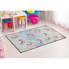 Superior Unicorn Non-Slip Washable Indoor Play Rug, 2' x 3', Turquoise