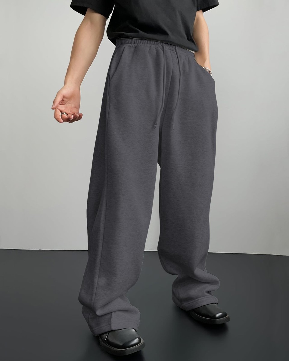 Pillxter Mens Baggy Sweatpants Cotton Fleece Wide Leg Lounge Sweat