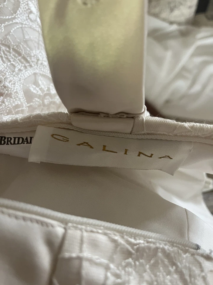 David's Bridal Sz 6 Galina Tea Dress Ivory Lace Wedding Formal Satin Bow T8627 - Image 4 of 4