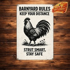Metal Rooster Decor Funny Chicken Coop Outdoor Tin Metal Sign 8x12