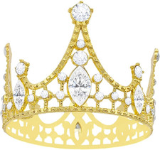 Shining Rhinestone Metal Crown Cake Topper Birthday Wedding Decor Supply for Bir
