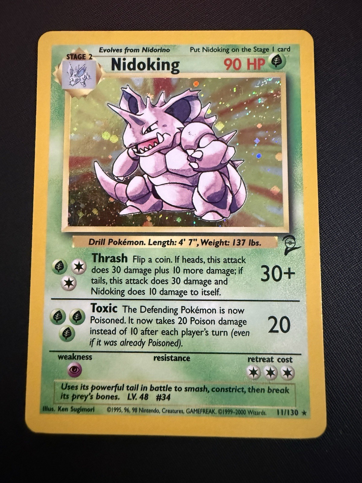 Nidoking 11/130 Holo Rare - Pokemon Base Set 2 - Vintage WOTC NM