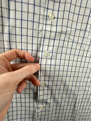 Camisa Viyella Algodón Rica Hecha en Inglaterra Azul Blanco Cuadros Abotonada Manga Corta - Imagen 10 de 13