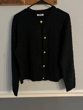 EUC Crew Neck Button Down Cardigan Knit Sweater Size XL Winter/Holiday/Work W36