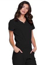 Scrubs Women's HeartSoul Break On Through HS710 V-Neck Top Black BCKH XS-3XL NWT
