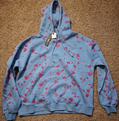 FASHION NOVA  Splatter Fleece Tye Dye Hoodie Sweatshirt Small Blue Pink AOP NWT
