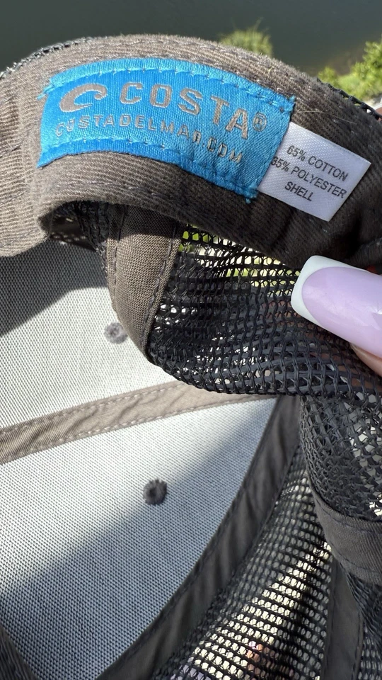 Gorra de camionero Costa Del Mar con logotipo de tiburón gris malla negra gorra snapback Foto 4 de 4