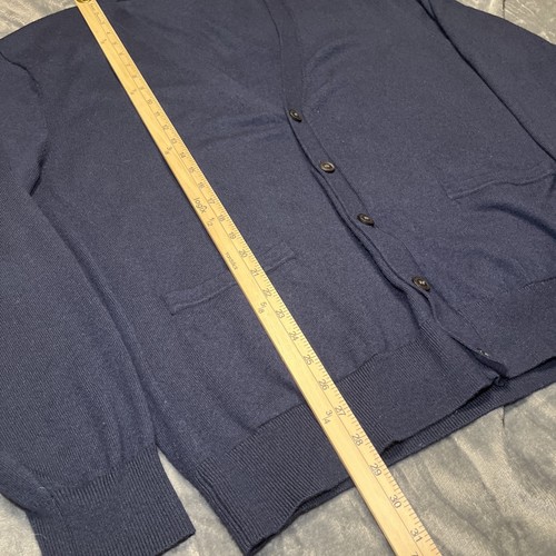 Kallspin Cardigan Sweater Mens 2XL Tall Cashmere Wool Blend Navy Blue Preppy - Picture 5 of 9