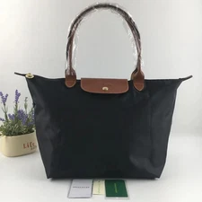 Longchamp Le Pliage Tote Bag L Black Nylon Leather W18 × H11 × D7 in Outlet JP