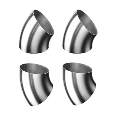 4Pcs OD 2 Inch 45 Degree SS304 Stainless Steel Bend Tube Exhaust Elbow 2inch
