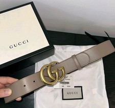 Authentic Gucci Pink Leather Belt - Gold GG Buckle Women's Size 4-6 85cm 