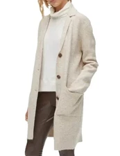 new! Michael Stars sumi knit coatigan In Light Gray With Oatmeal