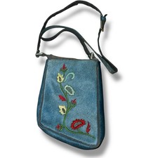 Borsa a tracolla vintage FRANCESCO BIASIA blu capelli di cavallo Made in Italy floreale boho