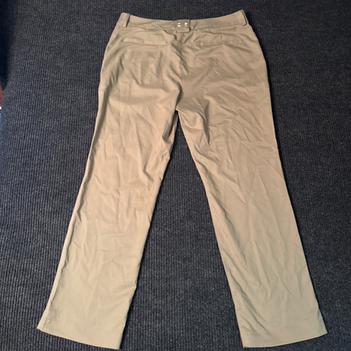Under Armour Pants Mens 34x30 Khaki Beige Golf Flat Front Casual Performance - Picture 6 of 10