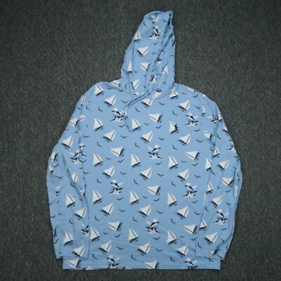 Polo Ralph Lauren Hoodie Mens Large Blue Sailing Surfing Bear Lightweight Hooded