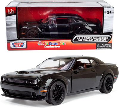 1/24 Diecast Model 2018 Dodge Challenger SRT Hellcat Widebody Black Red Interior