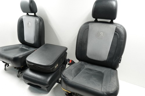 2003-2008 Dodge Ram 1500 2500 3500 OEM Front Seats and Jump Seat Black - Picture 2 of 24