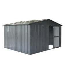 11'x9' Backyard Storage Shed Metal Utility Tool Shed with Window & Lockable Door