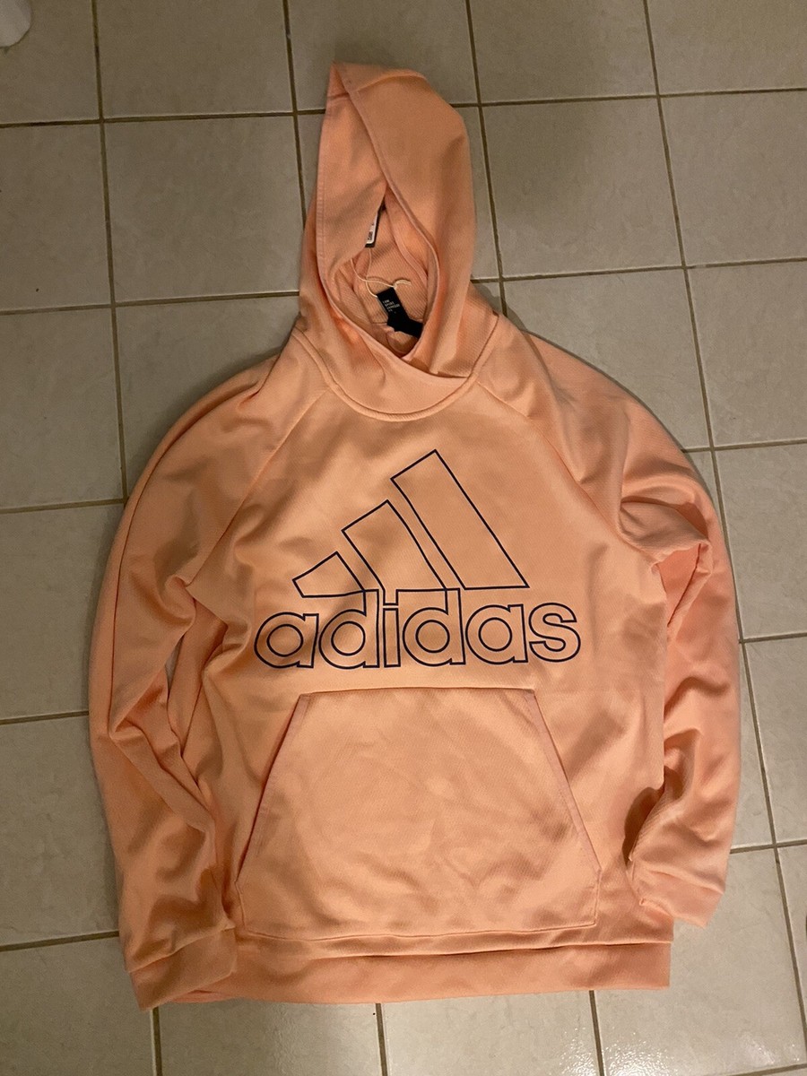 womens adidas fleece lined hoodie Orange Sweatshirt Size Large