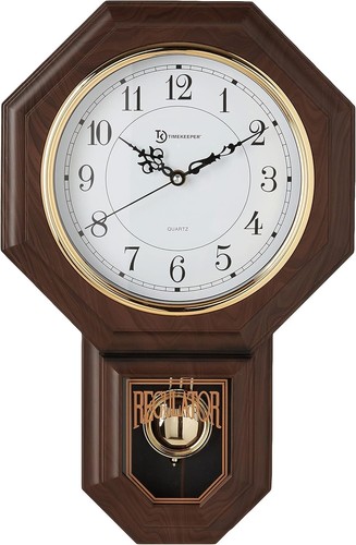 Hexagonal Wood Pendulum Clock with Hourly Westminster Chime - 20.5" Height - Picture 4 of 6