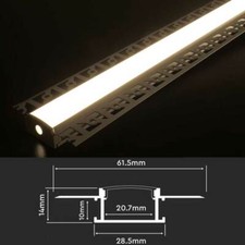 2m Plaster‑In LED Aluminium Profile Channel w/ Diffuser 9mm or 20mm Trimless