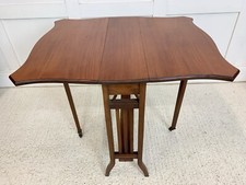 Antique Edwardian Mahogany Sutherland Table Gate Leg Leaves Brass Ceramic Wheels