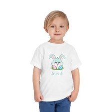 Personalized Easter Bunny Toddler T-Shirt, Custom Spring Shirt For Boys  Girls