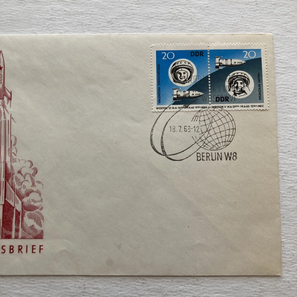 1963 E. German Space Stamp Commemorating Russia Vostok V and VI FDC Berlin - Image 3 of 4