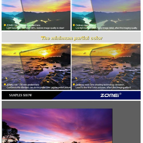 Zomei 100mm Gradual Neutral Density Square Filter ND2+4+8+16 for Cokin Z Camera - Picture 8 of 9