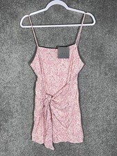 Le Lis Sleeveless Paisley Faux Wrap Mini Dress Womens Size Large Pink Lined NWT