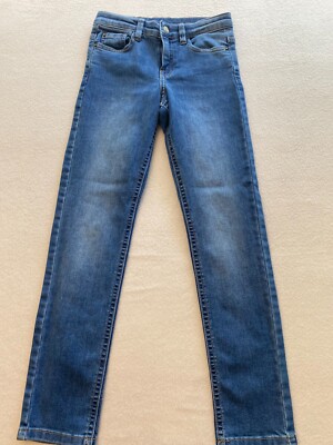 Mayoral Jeans Girls Size 8 Blue Denim Regular Straight Fit Snap Button Pockets