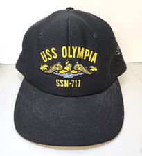 VINTAGE US Navy Hat Cap Snap Back Blue Yellow USS Nautilus SSN 571 Made In USA