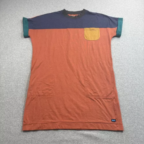 Kavu Shirt Dress Women Small Orange Pocket Tee Colorblock Outdoors Camp Hiking