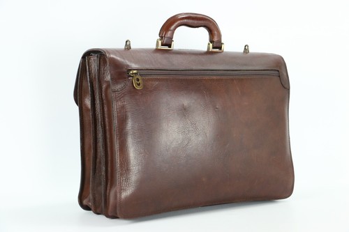 Maletín de cuero vintage MARINO ORLANDI profesional abogado bolsos adjuntos para hombre - Imagen 2 de 12