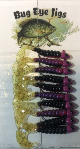 10 Pack 1/16 Oz Custom Made Crappie, Walleye, White Bass, and Perch Jigs