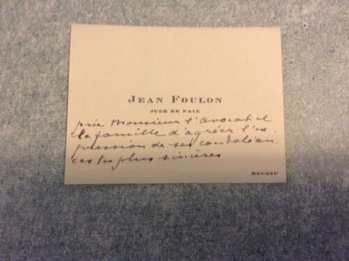 "B"Ancienne carte de visite jean foulon juge, boussu - Picture 1 of 1
