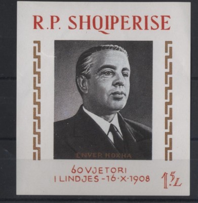 Albanien 1968 Henver Hoxha BF 34 postfrisch unbeschädigt MNH mit Defekt N5585