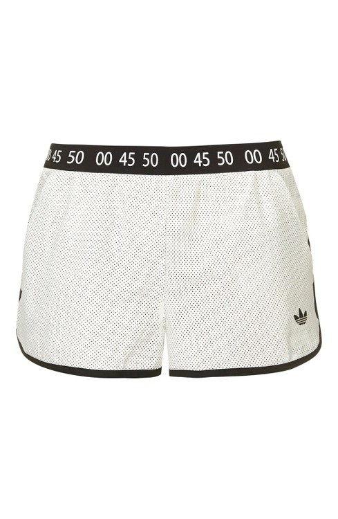 adidas Originals x Topshop White Perforated Leather Shorts