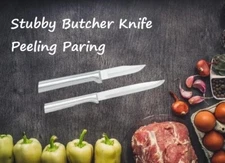Rada 2 pc Set Stubby Butcher Knife and Peeling Paring (Silver Handle)