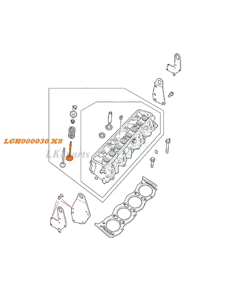 Новый комплект впускных клапанов двигателя Land Rover Discovery P38 Defender x8 LGH000030 - Изображение 2 из 3