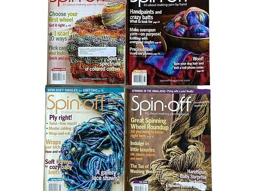 Spin Off ~ Lot of 4 Magazines from 2008 ~ Spun Wool ~ Making Yarn ~ Projects 