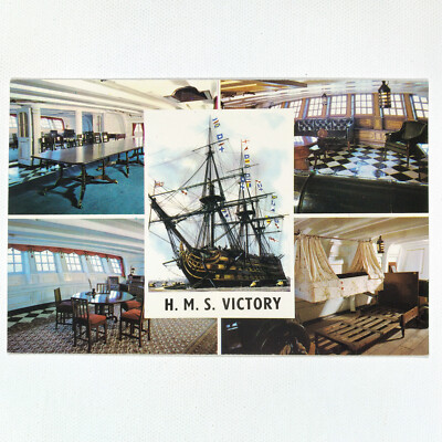 UK England Postcard, Ship HMS Victory, Portsmouth, Lord Nelson, Warship, vintage