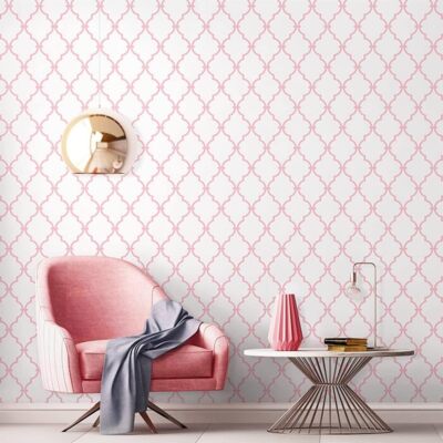 Off white pink trellis geometric pattern geo contemporary Wallpaper 3D YS9101
