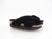 Birkenstock Papillio Daytona Shearling Black Sandals Size 37 6 Platform Slide