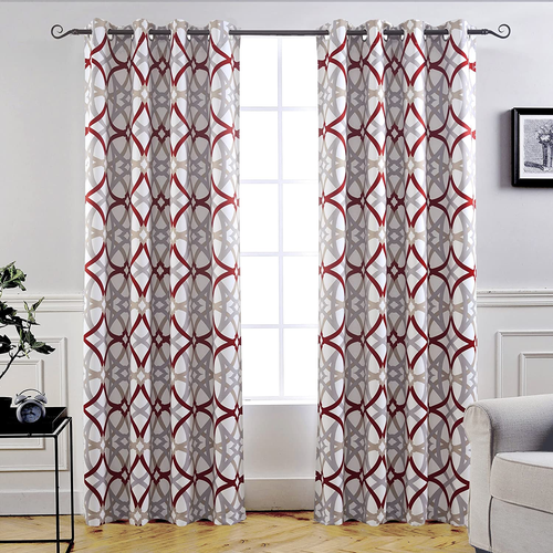 Alexander Thermal Blackout Grommet Unlined Window Curtains Spiral Geo Trellis Pa