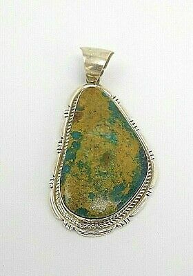 Navajo Handmade Kingman Turquoise Pendant in Sterling Silver by Robert ...