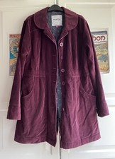Weird Fish Burgundy Cotton Lined Velvet Jacket Coat Size 16