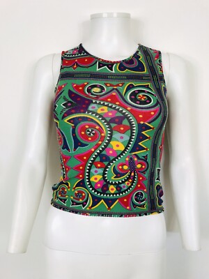 Vtg JOHN GALLIANO GREEN PAISLEY AW2002 TOP S
