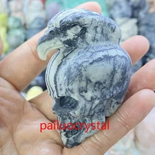2.3" Natural Unknown Crow Skull Quartz Crystal Skull Carved Figurines Reiki 1pc